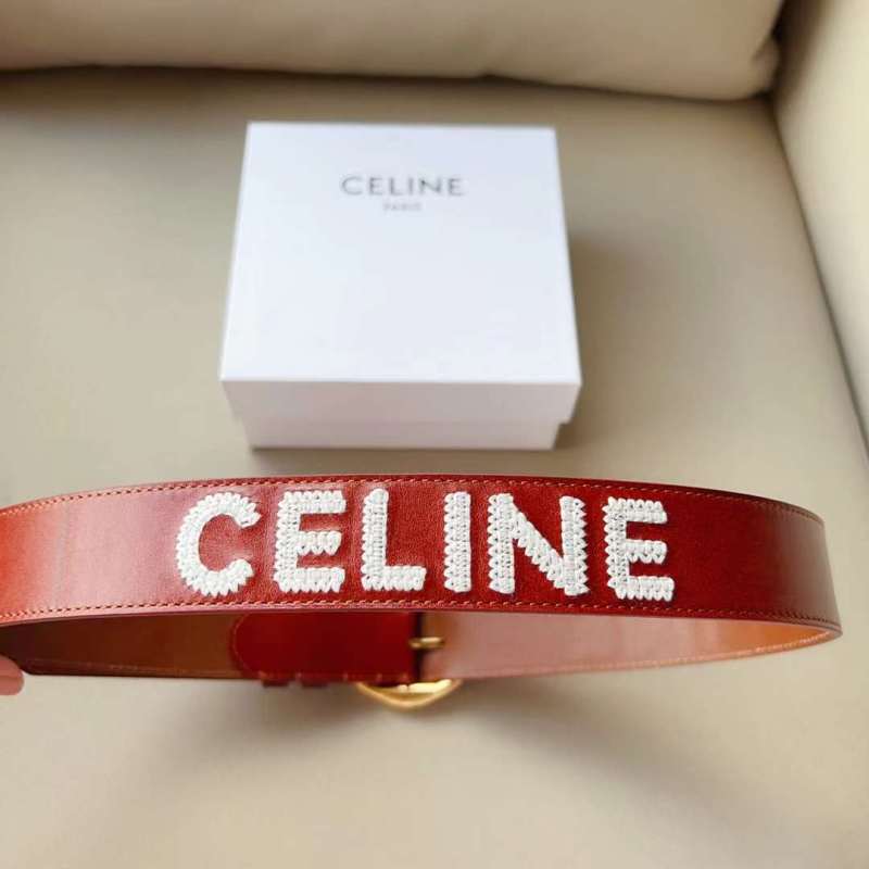 23 New large CELINE printed cow leather belt with CELINE lettering