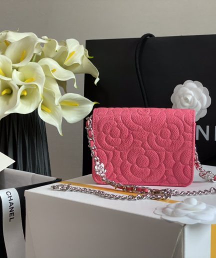 Chanel Woc Camellia Pink Bag For Women 12cm/4.5in