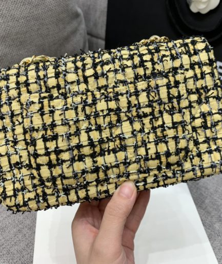 Chanel Mini Yellow Tweed Flap Bag For Women 20cm/7.5in