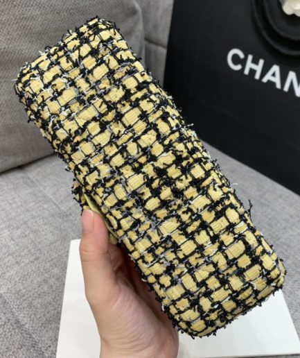 Chanel Mini Yellow Tweed Flap Bag For Women 20cm/7.5in