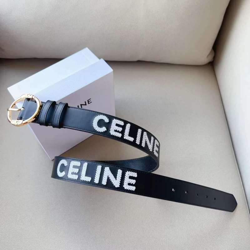 23 New large CELINE printed cow leather belt with CELINE lettering