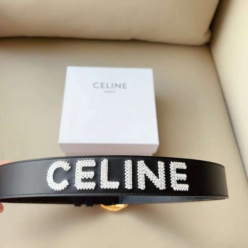 23 New large CELINE printed cow leather belt with CELINE lettering