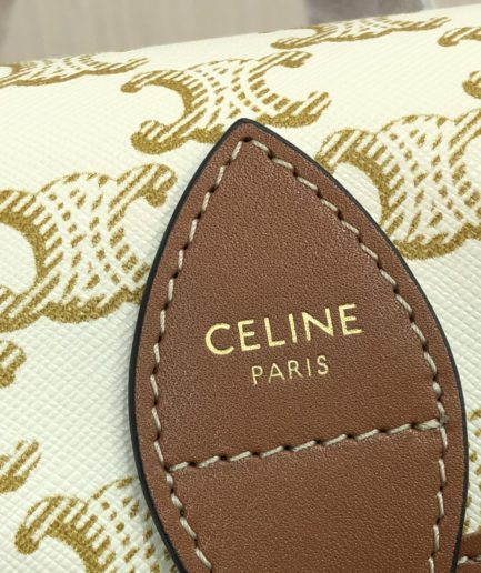 Celine Mini Backpack Folco In Triomphe Canvas White For Women 7in/20cm