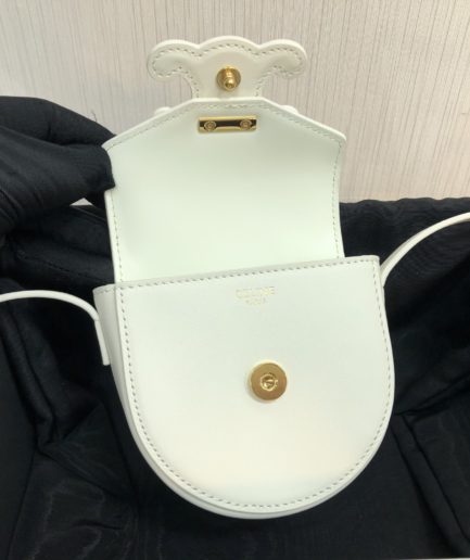 Celine Mini Besace Cuir Triomphe White For Women 4in/11cm