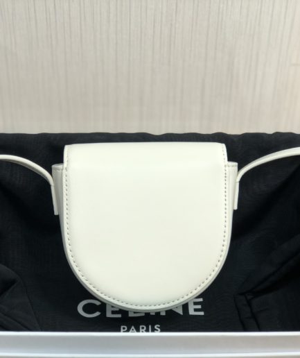 Celine Mini Besace Cuir Triomphe White For Women 4in/11cm