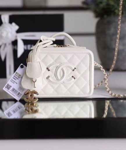 Chanel Vanity Case Bag Gold Toned Hardware For Women 6.6in/17cm
