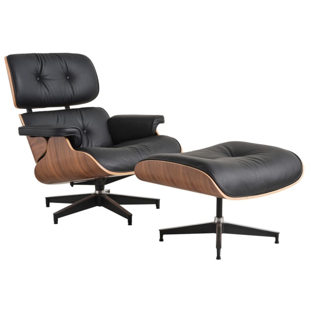Eames Chair & ottoman Black Walnut Plywood Premium Leather