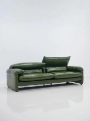 Mid century full leather Three seat sofa
