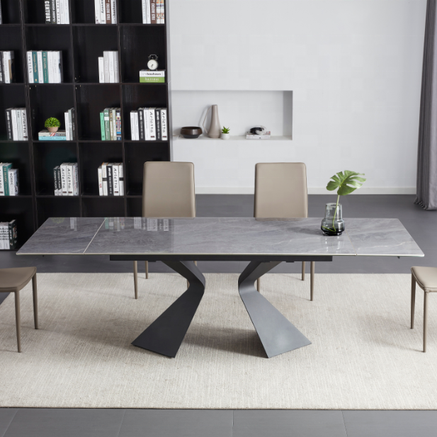Extendable ceramic dining table