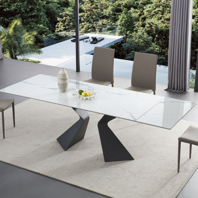 Extendable ceramic dining table