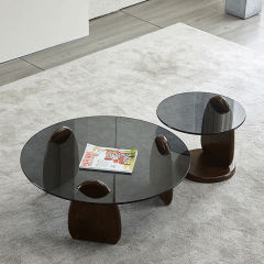 Gray round coffee table set