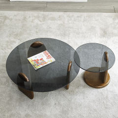 Gray round coffee table set