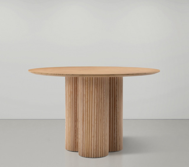 Round wood dining table