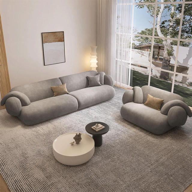 Elegant Gray Soft Couch 3 Seat Sofas