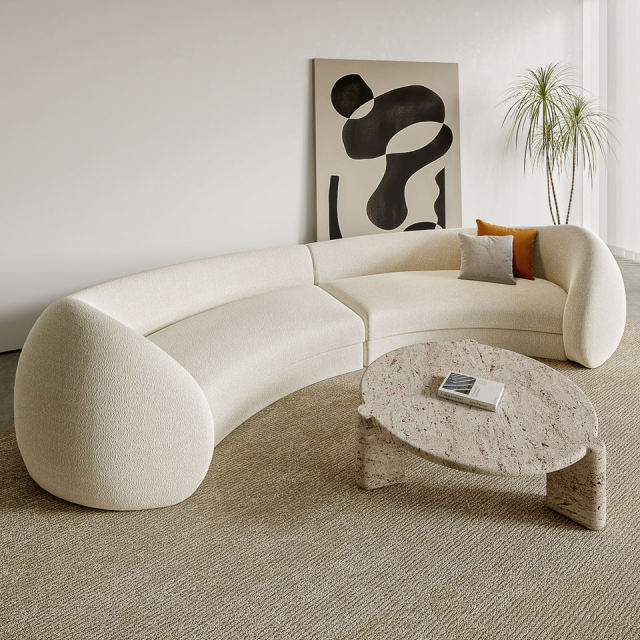 White curved sofa