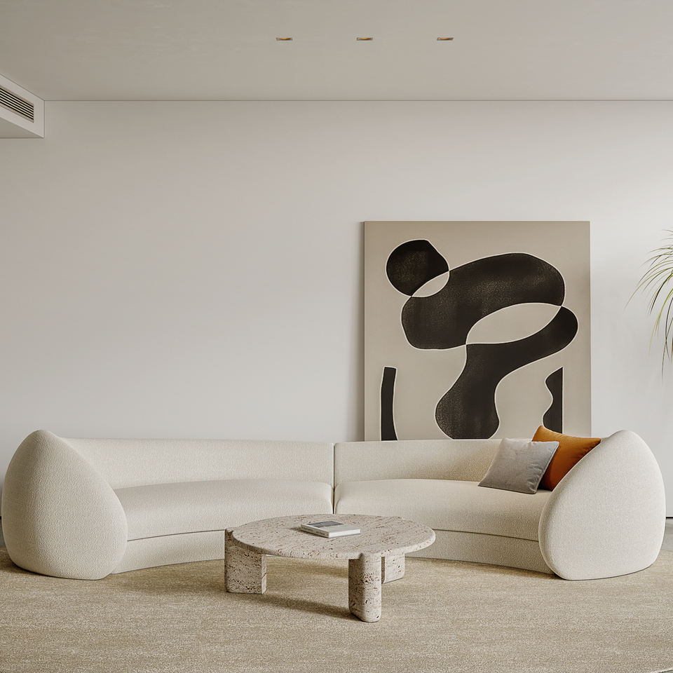 White curved sofa
