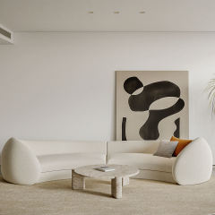 White curved sofa