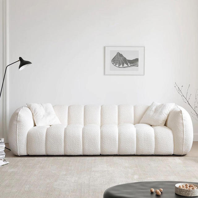 White boucle sofa