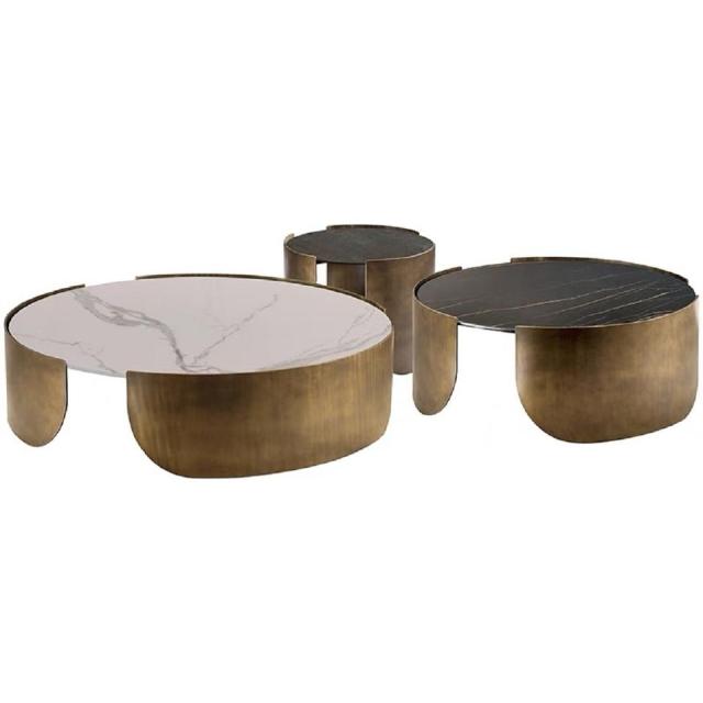 Golden coffee table set