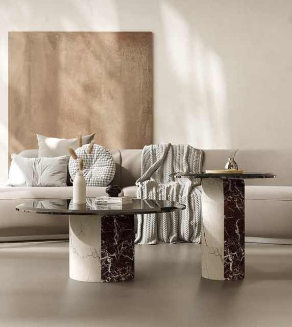 Marble coffee table set