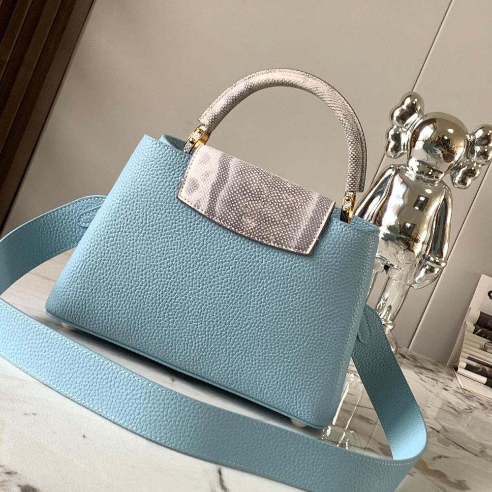 LV  CAPUCINES MM M21166Python Handle  blue