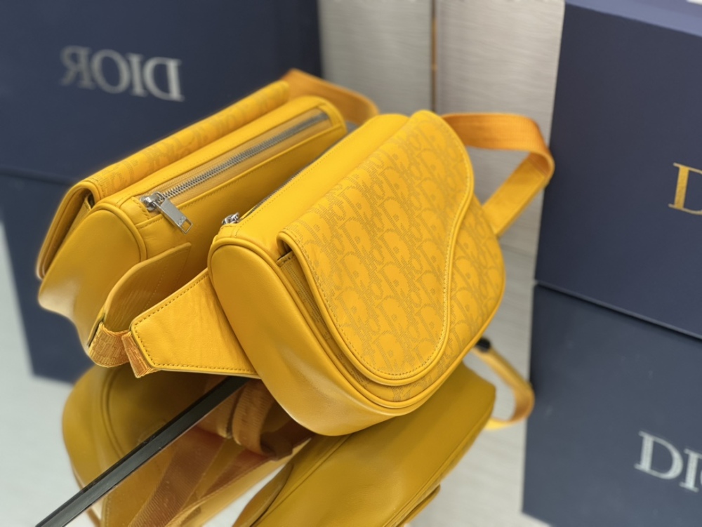 Dior man's Yellow Oblique saddle bag