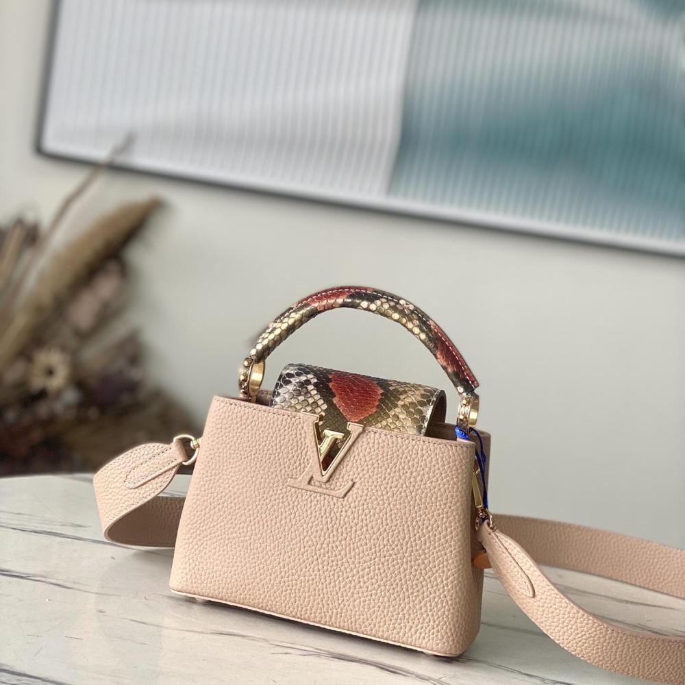 LV  CAPUCINES mini N80931 Python Handle  apricot