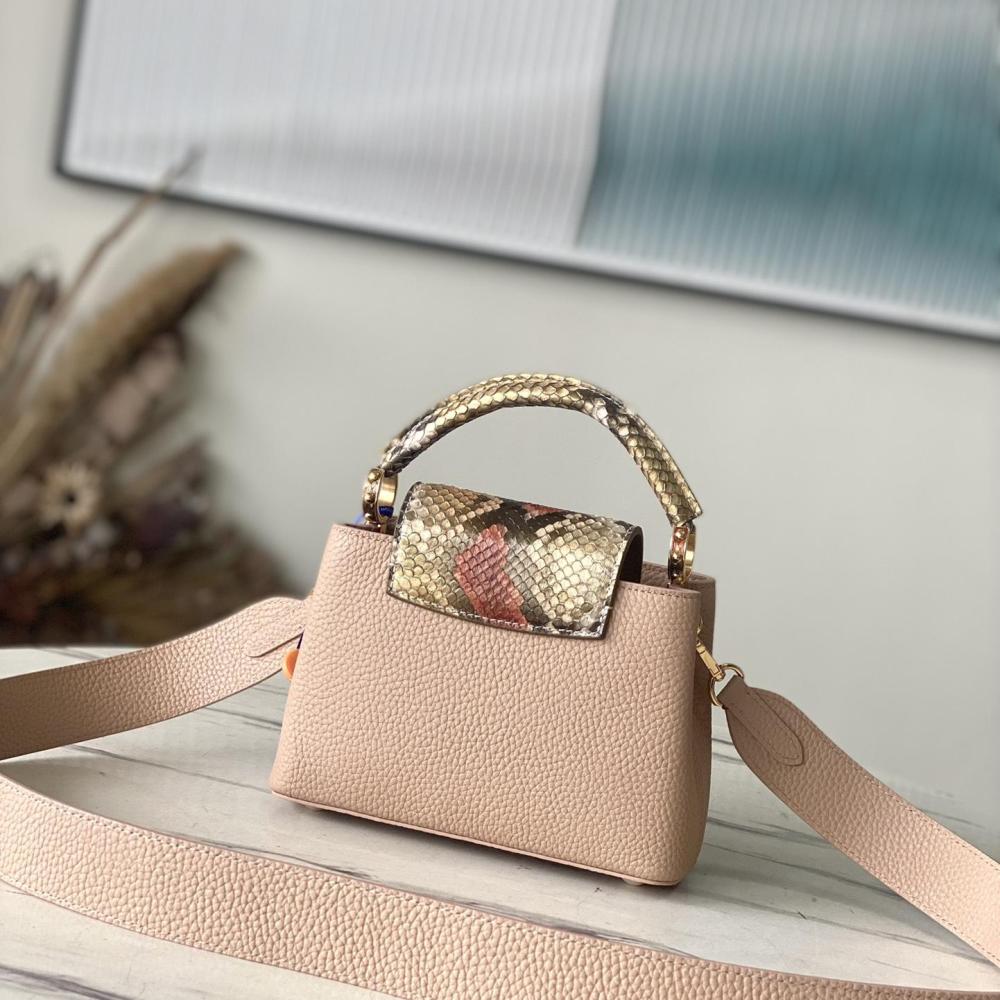 LV  CAPUCINES mini N80931 Python Handle  apricot