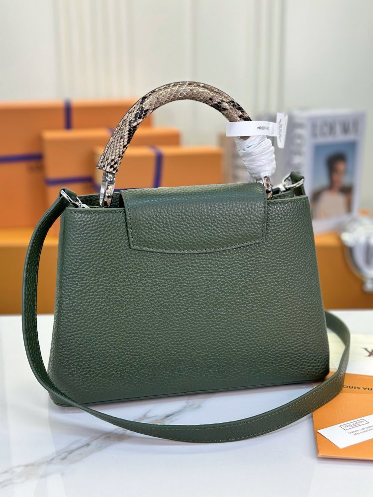 LV Capucines BB M93799 Python Handle Dark green
