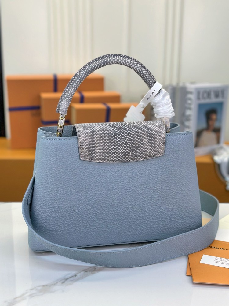 LV Capucines MM M22876 Python Handle blue