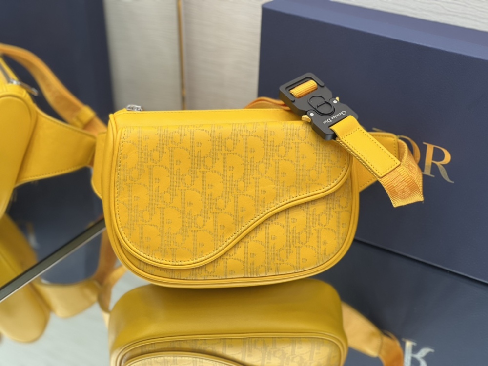 Dior man's Yellow Oblique saddle bag