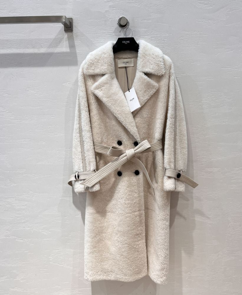 coat  leather clothing Celine