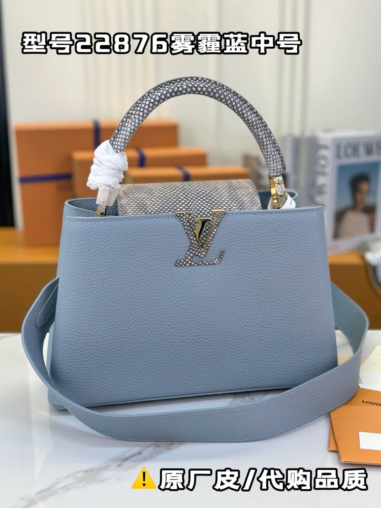 LV Capucines MM M22876 Python Handle blue
