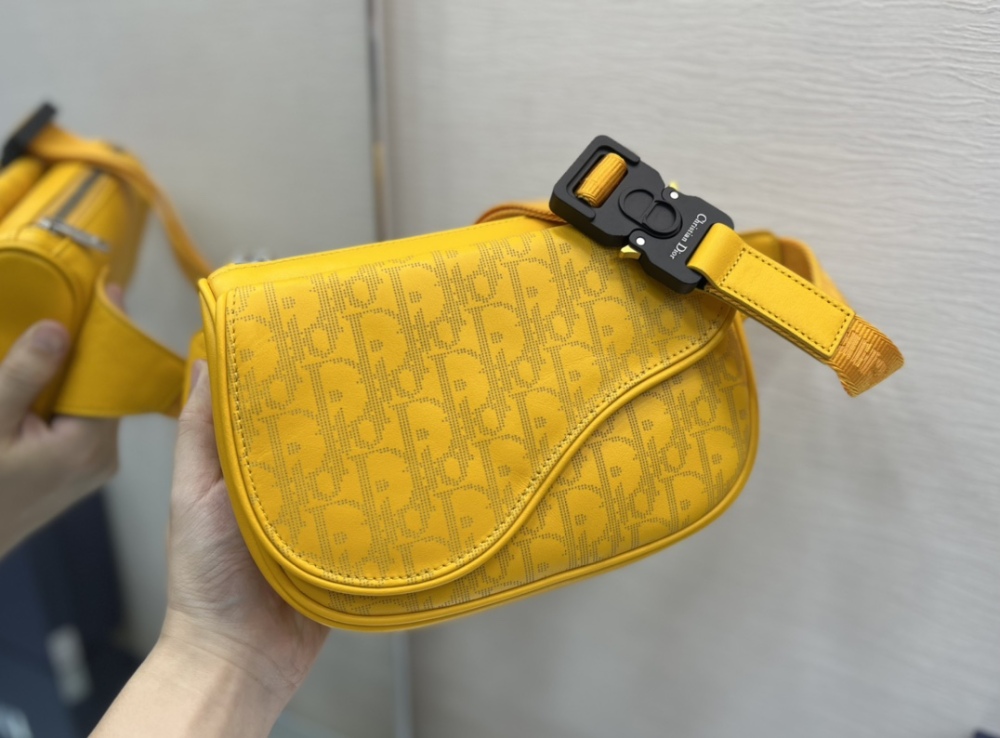 Dior man's Yellow Oblique saddle bag