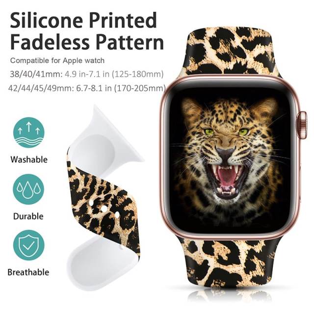 Printed Flower Bands Compatible with Apple Watch 49mm 45mm 44mm 42mm 41mm 40mm 38mm, Soft Silicone Pattern Straps for iWatch Series 8/7/6/5/4/3/2/1/SE for Women