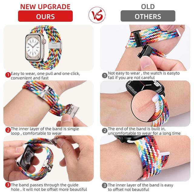Stretchy Solo Loop Compatible with Apple Watch Band 38mm 40mm 41mm 42mm 44mm 45mm 49mm, Elastic Nylon Wristband for iWatch Series Ultra/8/7/6/5/4/3/2/1/SE