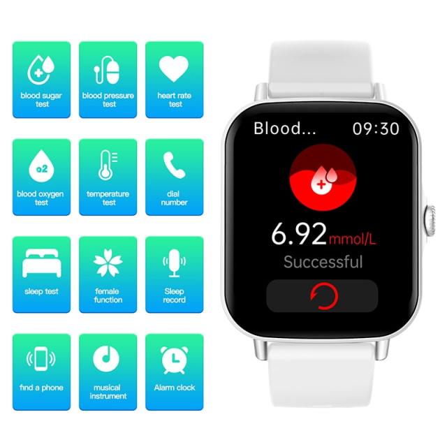 Glucose Blood Sugar Testing Smart Watch Health Body Temperature Blood Oxygen Monitoring Heart Rate Health Fitness Tracker