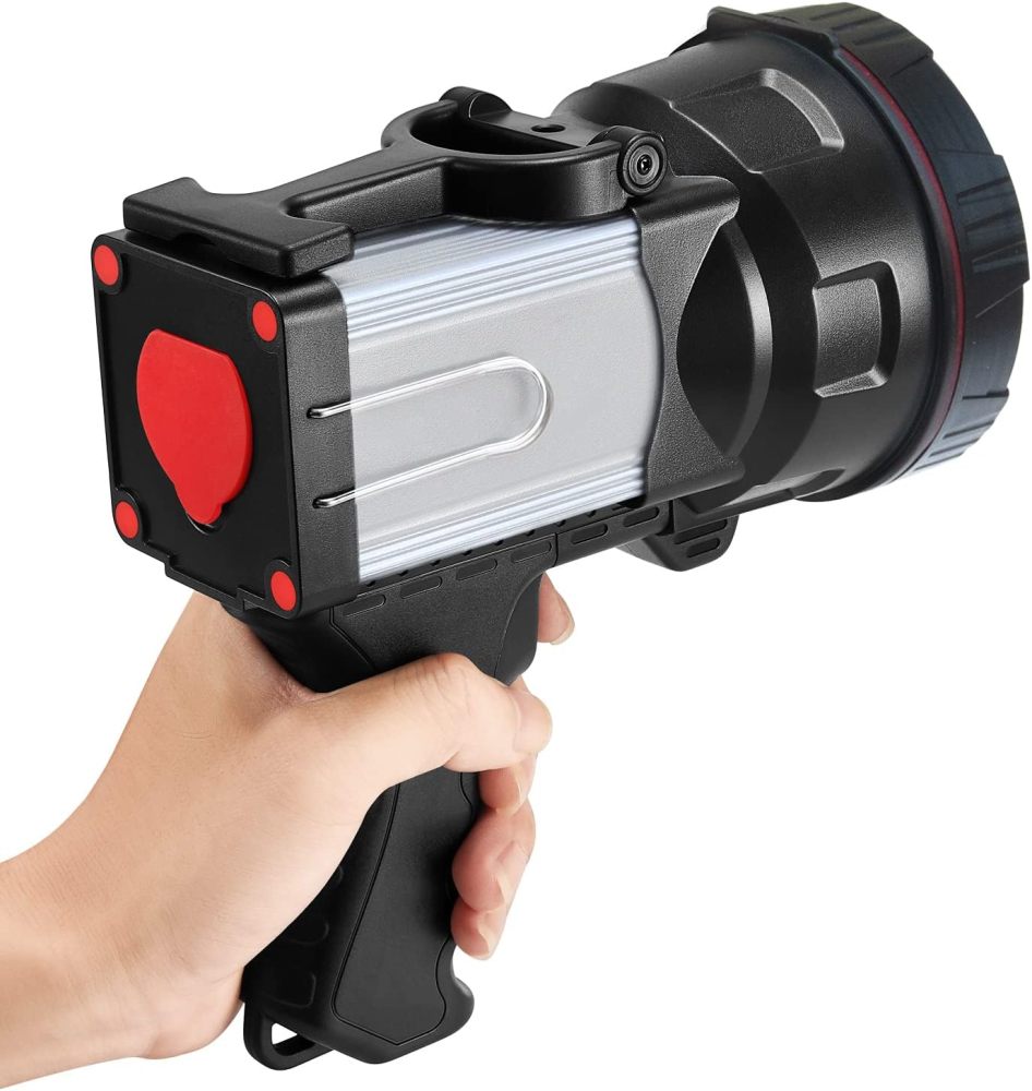 BIGSUN Super Bright Rechargeable Spotlight 160000 lumens Led Flashlight High Power Waterproof Handheld Searchlight with Lantern and 9600mAh Power Bank for Home Security, Camping, Boating, Hunting