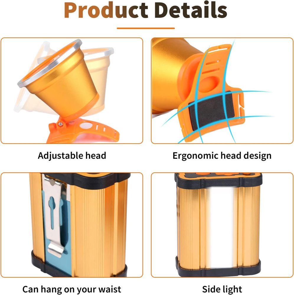 Vanvale Superbright Bright Portable Rechargeable Headlight Powerful LED Headlamp Flashlight with 3 Light Modes External Battery Pack for Camping Biking Hunting Fishing (White Light)