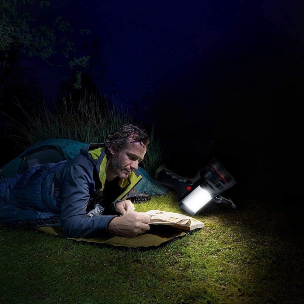 BIGSUN Super Bright Rechargeable Spotlight 160000 lumens Led Flashlight High Power Waterproof Handheld Searchlight with Lantern and 9600mAh Power Bank for Home Security, Camping, Boating, Hunting