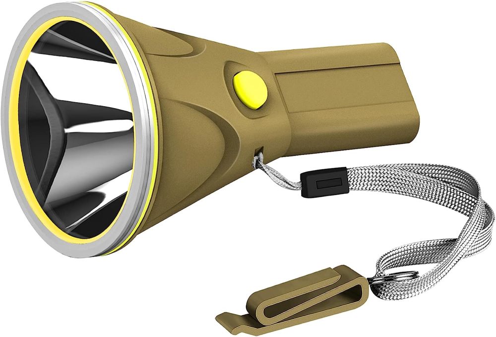 BIGSUN Rechargeable Flashlights High Lumens 6000 Spotlight Led Flashlight Strong Waterproof Handheld Flash Light , for Home Safety, Camping, Boat, Hunting,Hiking,Emergencieses(382-khaki)