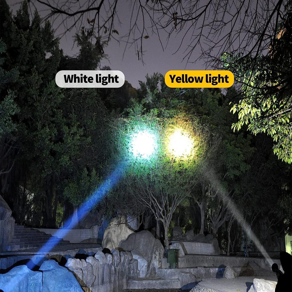 Hunting friends High Power Handheld Spotlight Rechargeable LED Flashlights Waterproof Searchlight with Battery Indicator Rechargeable Torch Flashlight (White Light)