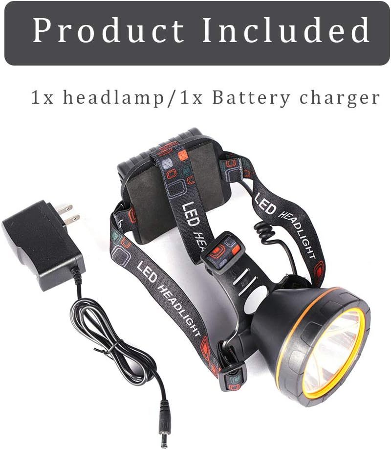 Yongkist Super Bright Headlamp Coon Hunting Belt Headlight Rechargeable LED Spotlight with Power Supply, Waterproof Flashlight for Garden Outdoor Camping Fishing Hunting Hiking (Yellow Light)