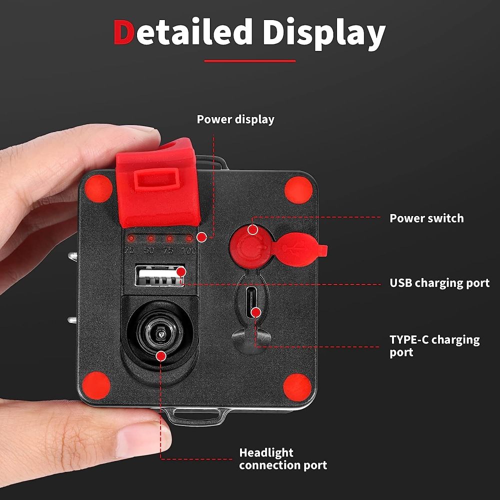 Venlon Superbright Bright LED Headlamp Powerful Portable Rechargeable Headlight Flashlight with External Side Light for Camping Biking Hunting Fishing (White Light)