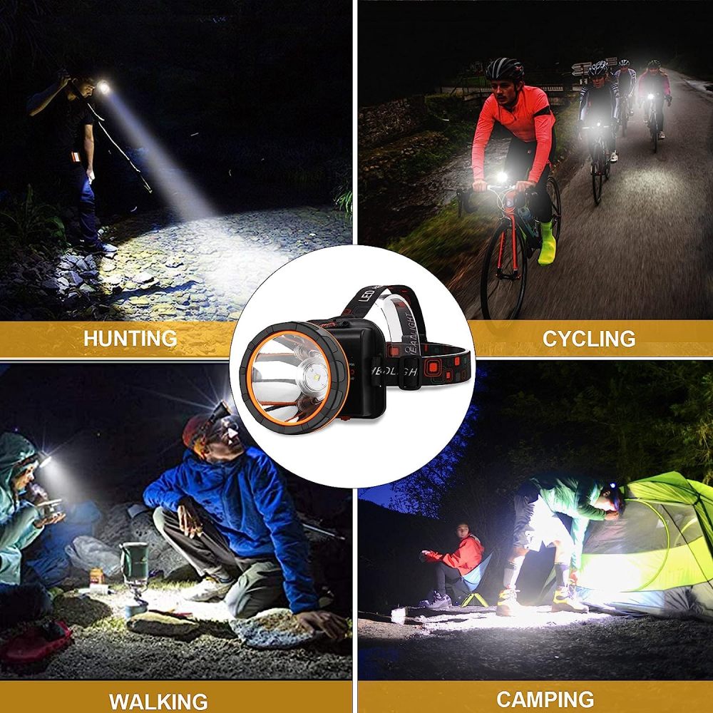 Aikertec LED Rechargeable Headlamp, 90000 High Lumen Headlamps Super Bright Headlamp Flashlight, Waterproof USB LED Headlamps, Headlamp Battery Powered for Outdoor Camping, Fishing, Hunting, Running