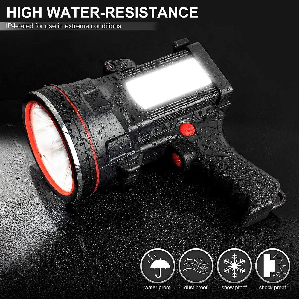 anlook Rechargeable Spotlight, Super Bright LED 2000LM Flashlight High Lumens Spotlight, 12800mAh USB Power Bank, Waterproof Spotlight Flashlights, Floodlamp Warning Lamp, Camping, Hunting Red Light