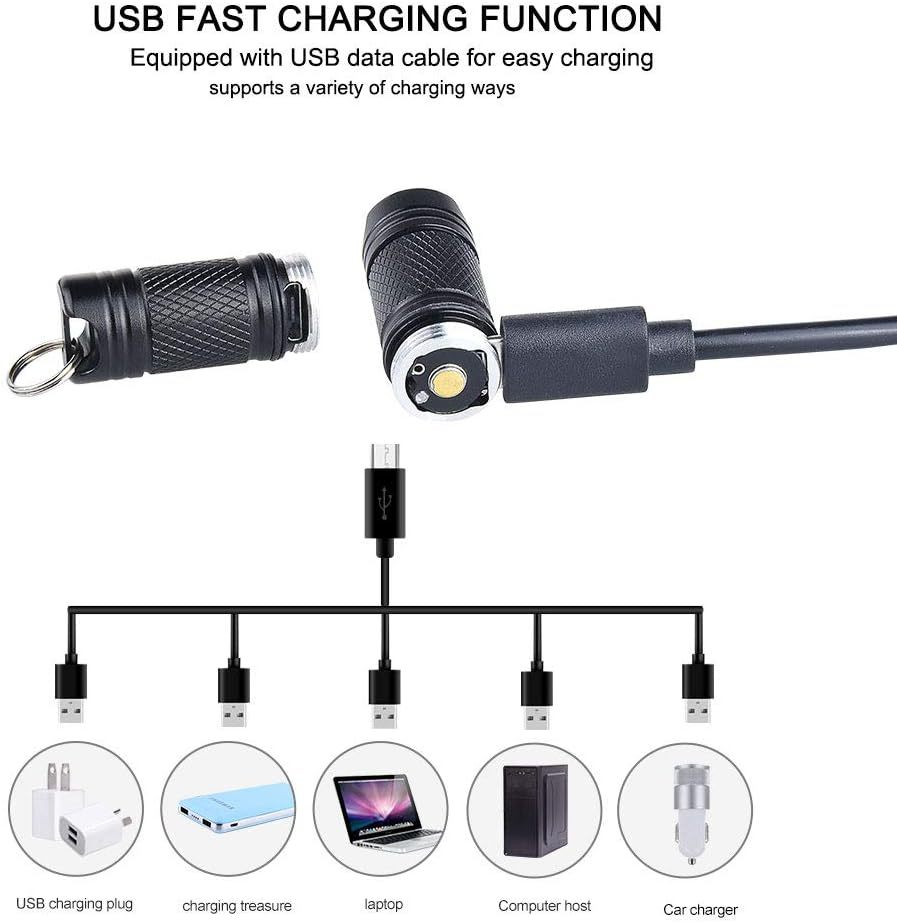BESTSUN Mini LED Flashlight Rechargeable 200 Lumen Keychain Flashlight Waterproof Tiny Flashlight Pocket Light with Rechargeable Battery and USB Cable