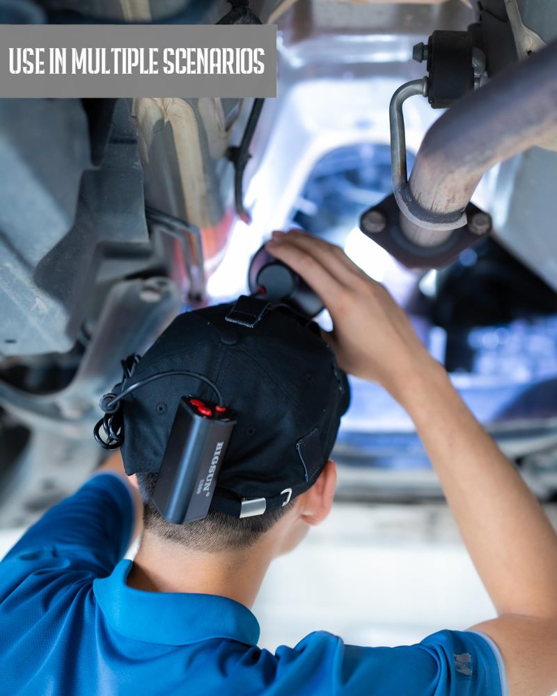 BIGSUN S300 Headlamp, 2000 High Lumen Hands-Free Flashlight for Extreme Weather, 10000mAh Rechargeable Battery Pack, Removable and Washable Cap, Elastic Headband and Hook Included