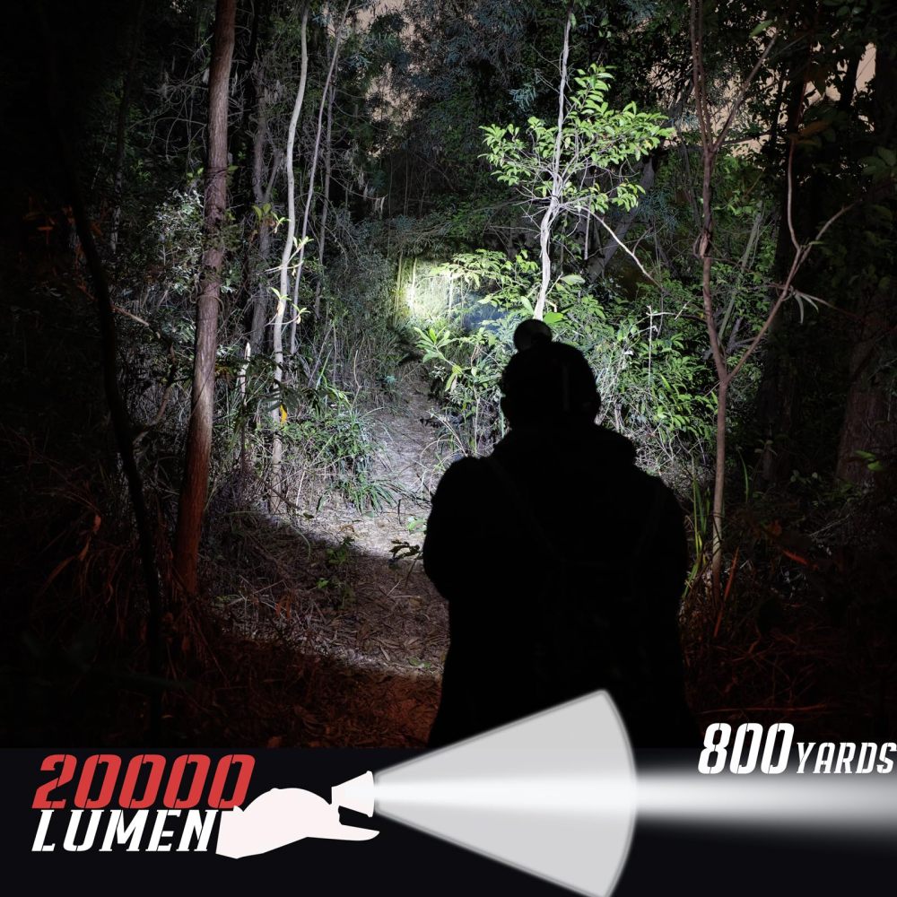 BIGSUN S300 Headlamp, 2000 High Lumen Hands-Free Flashlight for Extreme Weather, 10000mAh Rechargeable Battery Pack, Removable and Washable Cap, Elastic Headband and Hook Included