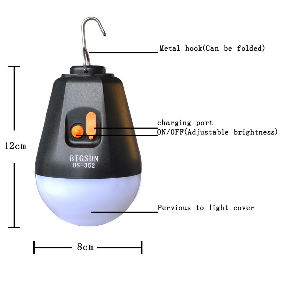 BIGSUN High Power Rechargeable Camping Light Spherical Tent Light